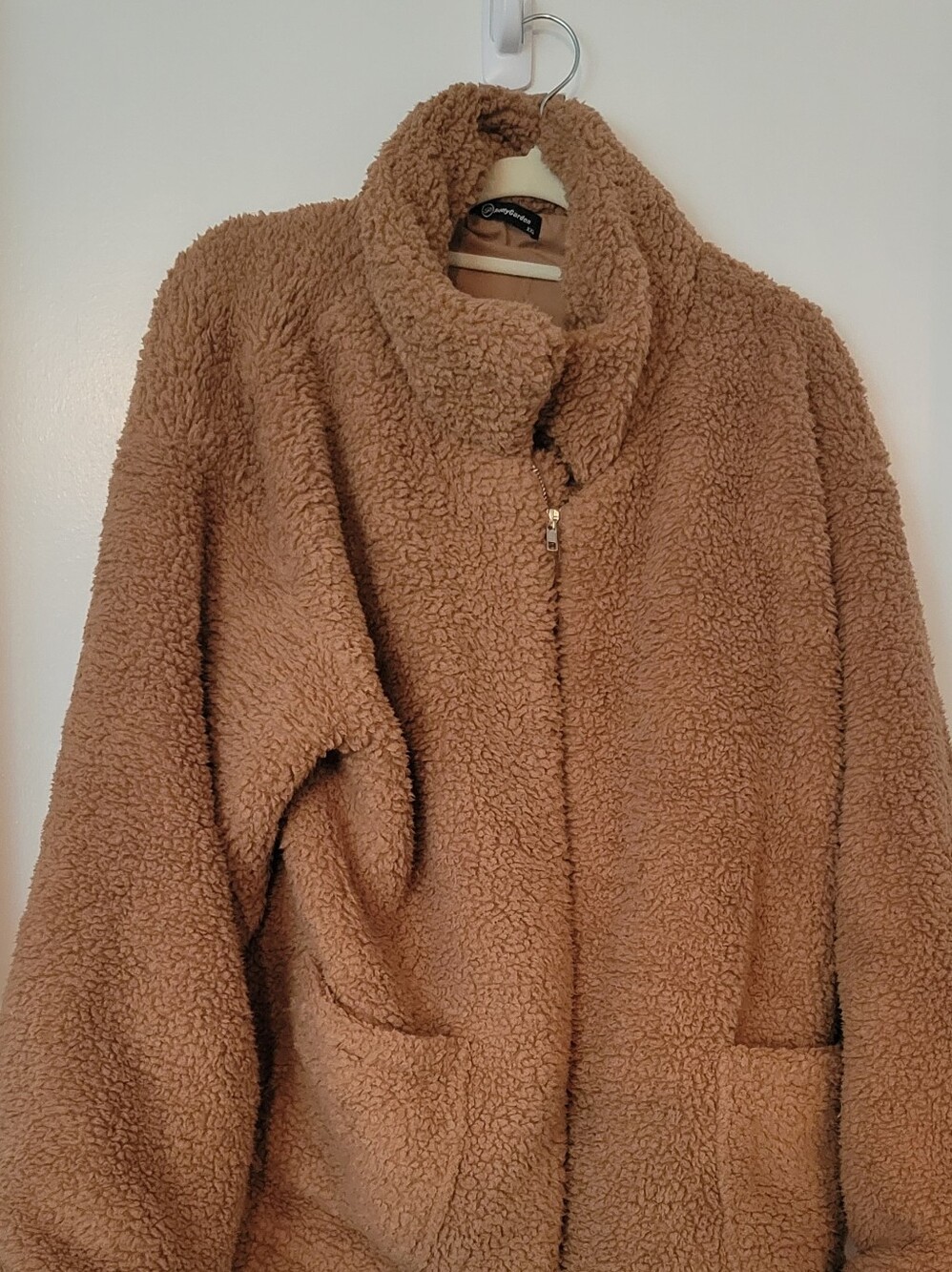 Prettygarden XXL Cozy Teddy Sherpa Zip-Up Jacket - Brown